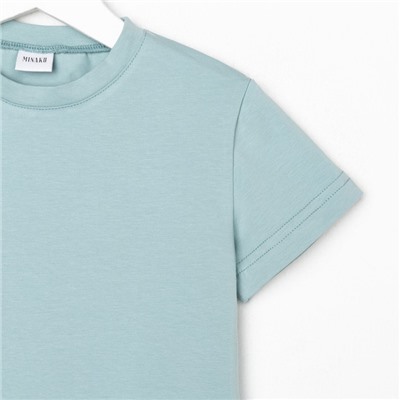 Футболка детская однотонная MINAKU: Basic line, цвет аквамарин, рост 134 см