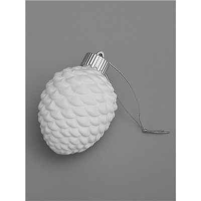 Ёлочный шар «Шишка», 6.5×6.5×8 см, 1 LED, керамика, от батареек LR44×3, свечение тёплое белое