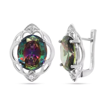 Серьги из серебра мистик кварц, Цветик