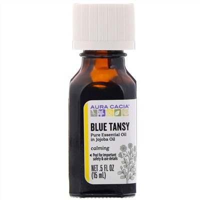 Aura Cacia, чистое эфирное масло на основе масла жожоба, голубая пижма, 15 мл (0,5 жидк. унции)