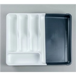 Органайзер раздвижной лоток для столовых приборов белый с серым