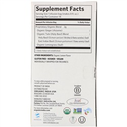 Organic India, чай с тулси, лимоном и имбирем, без кофеина, 18 пакетиков, 36 г (1,27 унции)