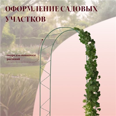 Арка садовая, 240×125×36.5 см, для вьющихся растений, металлическая, зелёная, «Ёлочка», Greengo