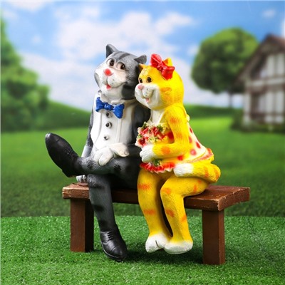 Садовая фигура из полистоуна «Коты на лавке», 40×18×40 см