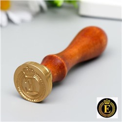 Печать для сургуча с деревянной ручкой «Корона с буквой E», 9×2.5×2.5 см