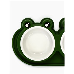 Миска двойная, 160 мл, 29.5×14×4 см, фигурная, пластик, зелёная