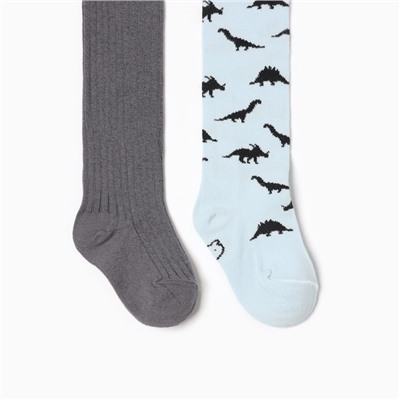 Колготки детские Крошка Я Dino, набор 2 пары, рост 68-74 см, голубой/т.серый