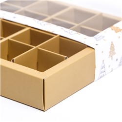 Коробка под 16 конфет «Новогодняя», 17.5×17.5×3.5 см