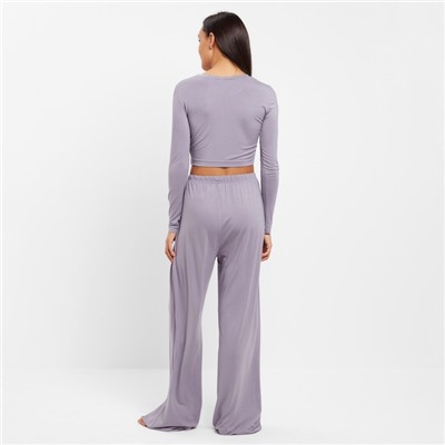 Пижама женская (лонгслив, брюки) MINAKU: Home collection, серая, размер 44