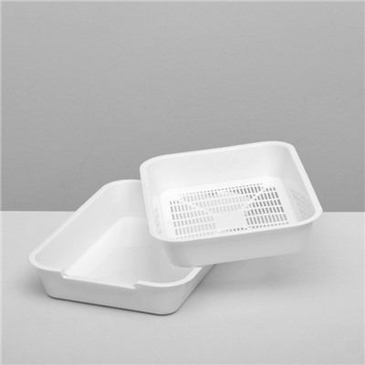 Туалет для кошек, 36×26×6.5 см, средний, с сеткой, пластик, белый