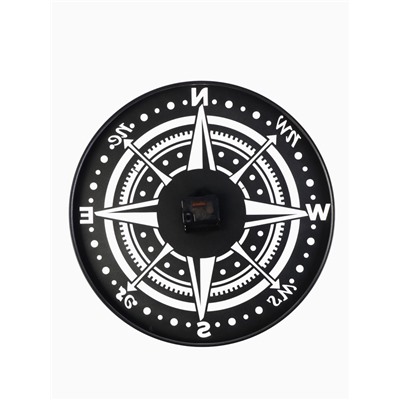 Часы настенные интерьерные «Компас», бесшумные, плавный ход, d=40 см, металл, серебристые