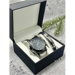 Подарочный набор для мужчины часы и браслет + коробка #22862668