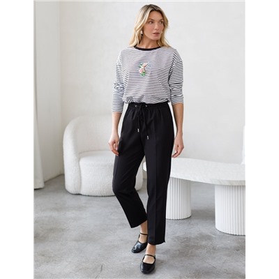 Брюки с поясом на резинке из поливискозы с эластаном