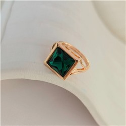 Кольцо 17 р ювелирная бижутерия коллекция "Дубай", покрытие позолота, вставка: фианит, цвет: изумрудный, арт.414.115-17