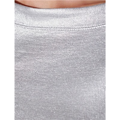 Футболка облегающая из хлопка в рубчик с вырезом лодочка с матовым покрытием металлик