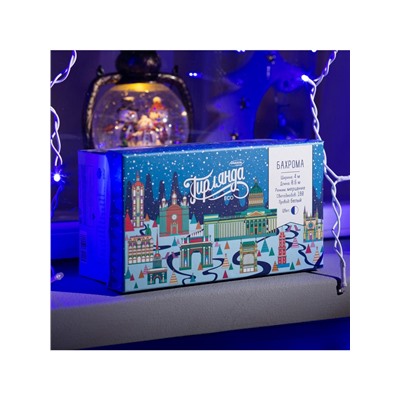 Гирлянда «Бахрома» 4×0.6 м, IP44, белая нить, 180 LED, свечение синее, мерцание белым, 220 В