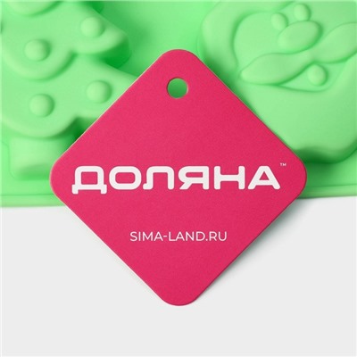 Форма для выпечки Доляна «Новый год», силикон, 27×17×2 см, 6 ячеек, зелёная