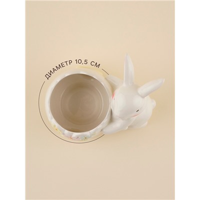 Конфетница SL Home «Лесные кролики», 600 мл, 17.5×11.5×16.8 см, керамика, белая