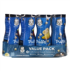 Gerber, Puffs Cereal Snacks,  8+Months, Blueberry, Banana, Strawberry Apple, 8 Count, 1.48 oz (42 g) Each