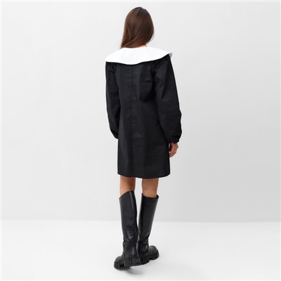 Платье мини женское с воротником MIST, размер 42, чёрное