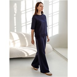 Брюки прямые со стрелками из премиального футера двухнитки с эластаном