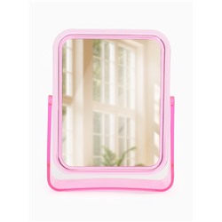 Зеркало настольное, с увеличением х2, двустороннее, 13.5×17.5 см, (10.5×14 см), МИКС