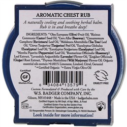 Badger Company, Ароматная Mазь для Грудной Клетки, Эвкалипт и Мята 2 унции (56 г)