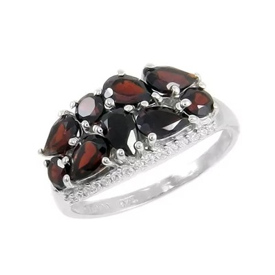 Кольцо из серебра гранат, Арабеска