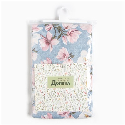 Комплект штор для кухни с подхватами «Доляна. Магнолия», 150×180 см - 2 шт., 50% хлопок, 50% п/э