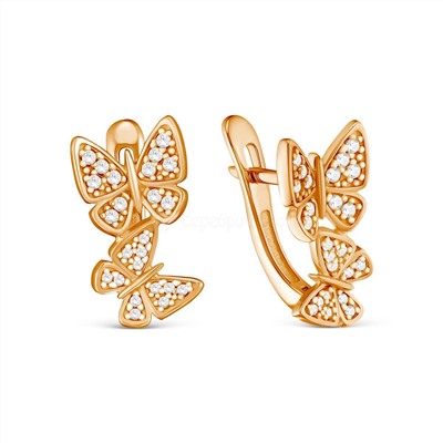 Кольцо из золочёного серебра с и фианитами 925 пробы к-7264з200