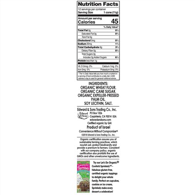 Edward & Sons, Edward & Sons, Let's Do Organic, рожки для мороженого из органического сахара, закрученные, 12 шт.