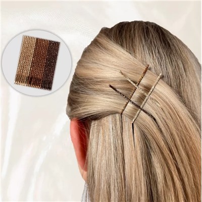 Невидимки для волос блестящие, Набор 24 штуки, длина 5 см.