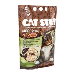 Наполнитель комкующийся растительный Wood Pellets, 5 л, CAT STEP