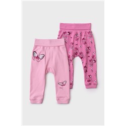 Брюки детские трикотажные для девочек, 2 пары в комплекте PLAYTODAY, 1240129