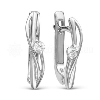 Серьги из серебра с фианитами родированные 925 пробы 320064