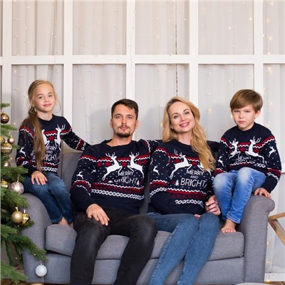 Свитер вязаный новогодний детский KAFTAN Family look, размер 32 (110-116 см), синий