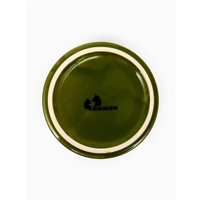 Миска керамическая «Парные коты» 200 мл - 10.5×10.5×4 см, зелёная