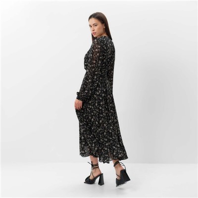 Платье женское с поясом MIST миди, размер 42, чёрный