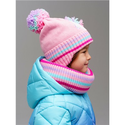 Комплект трикотажный для девочек: шапка, снуд