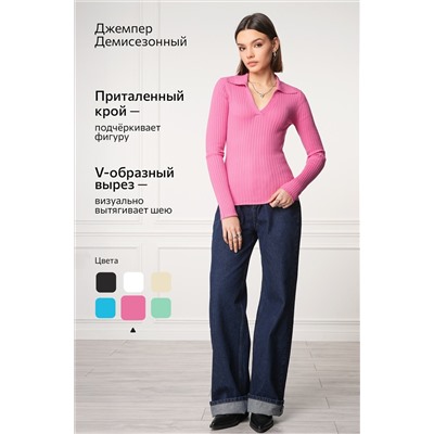 Женский джемпер лапша с воротником поло Happyfox