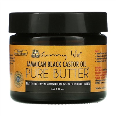 Sunny Isle, Jamaican Black Castor Oil, Pure Butter, 2 fl oz