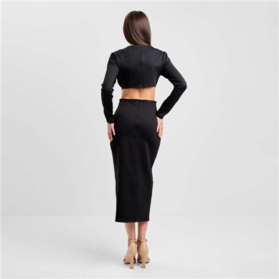 Платье с разрезами на талии миди женское MIST, размер 46, чёрное