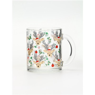 Кружка новогодняя стеклянная «Милые олени», 300 мл