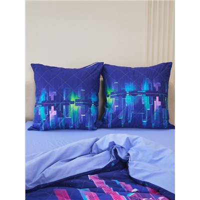 Постельное белье зима-лето из поплина с простыней на резинке - Сити Найт