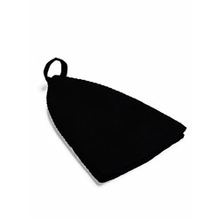 Шапка для бани и сауны, полиэфир 70%, шерсть 30%, с прямым низом, чёрная