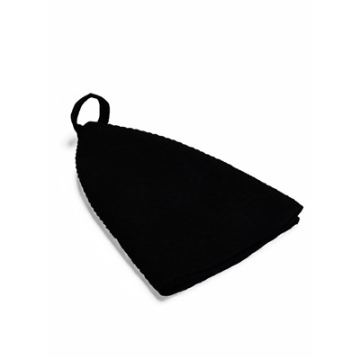 Шапка для бани и сауны, полиэфир 70%, шерсть 30%, с прямым низом, чёрная