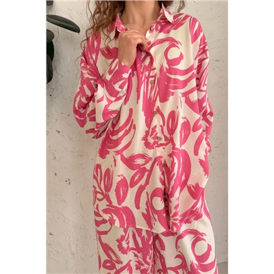 Рубашка  СЕТ001/17/Молочный, розовый