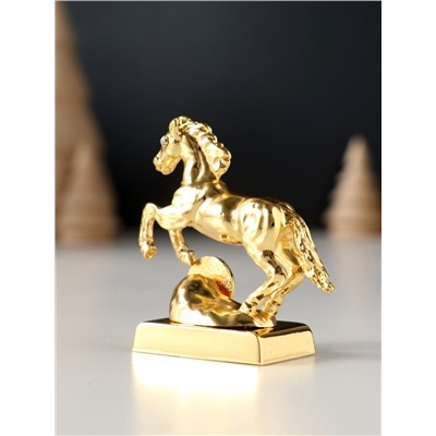 Фигурка металл «Лошадь» с монеткой и пожеланием «Здоровья», 6×2.5×6 см