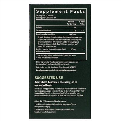 Gaia Herbs, Calm A.S.A.P., 60 Vegan Liquid Phyto-Caps