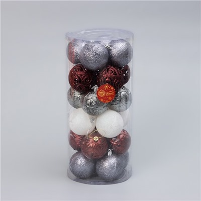 Ёлочные игрушки «Сильва», шары новогодние, d=7 см, набор 24 шт., МИКС